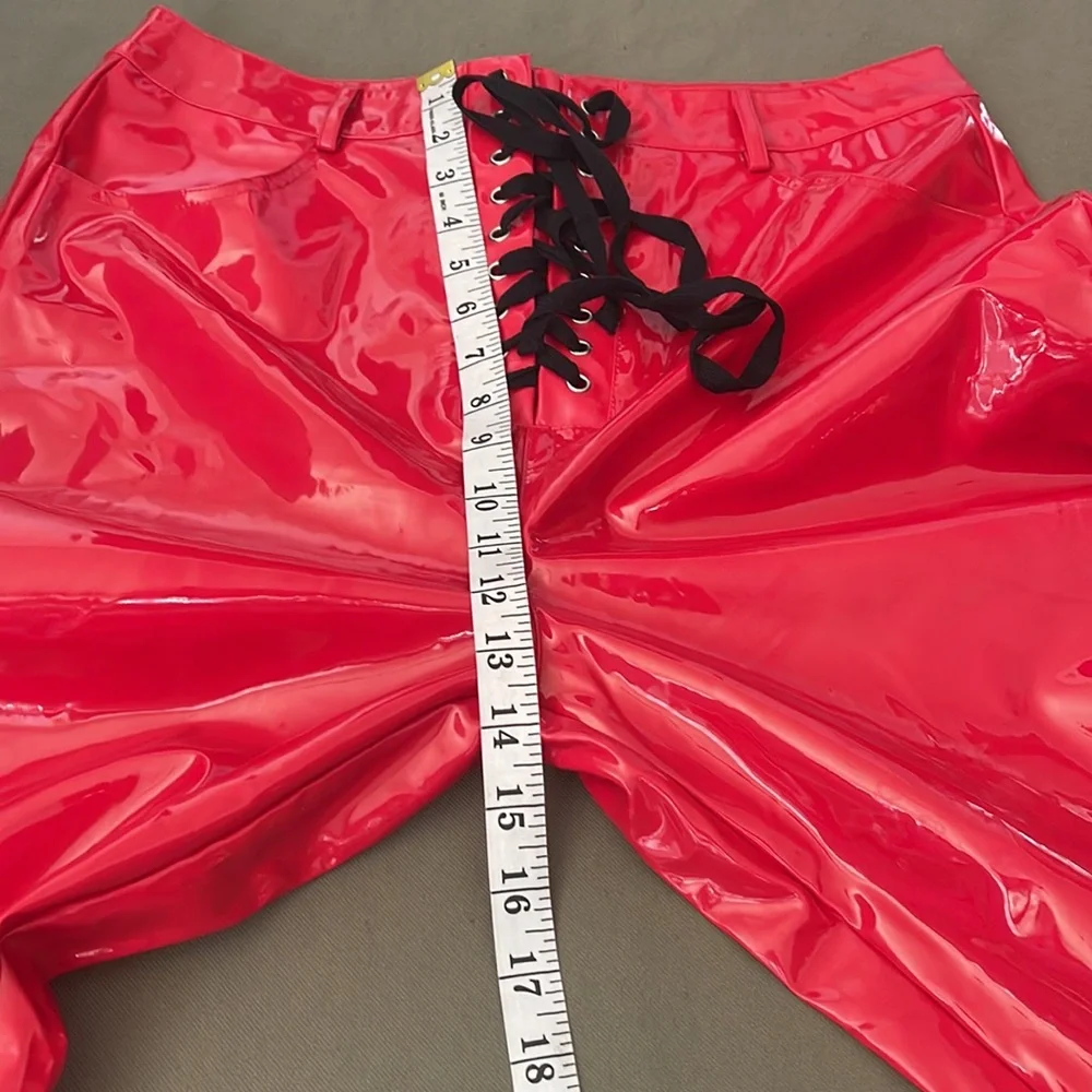 PRETTY little THING  metalic red color Hi-RISE  Size 14” Womens pants - Picture 10 of 15